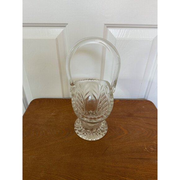 Princess House Vintage Clear Cut Heavy Glass Decorative Basket Vase 10 inch Tall - Picture 15 of 15